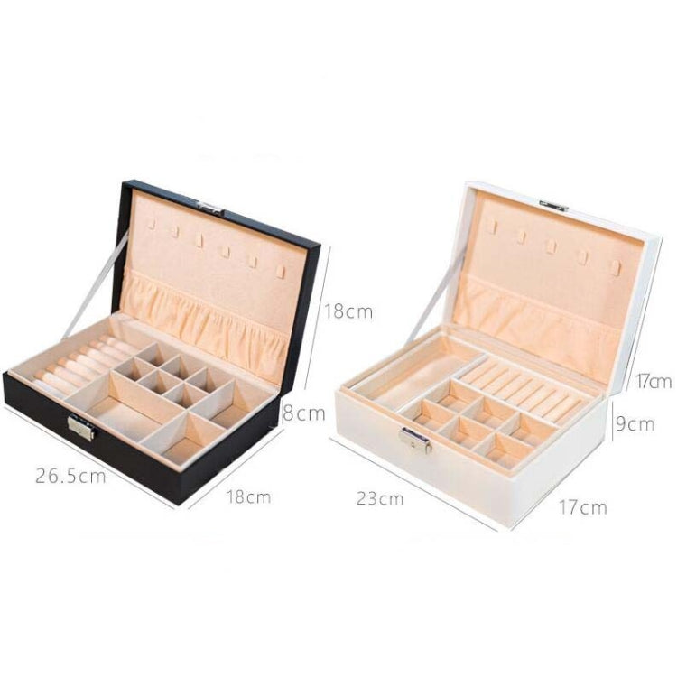 Portable Leather Jewelry Storage Box Necklace Ring Watch Storage Box, Double Layer