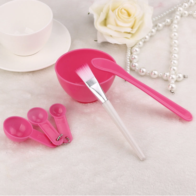 4 in 1 DIY Facial Mask Mixing Bowl Brush Spoon Stick Brush Face Care Set Women Facial Beauty Professional Kits Tools, Red, Blue, Purple, Light Yellow