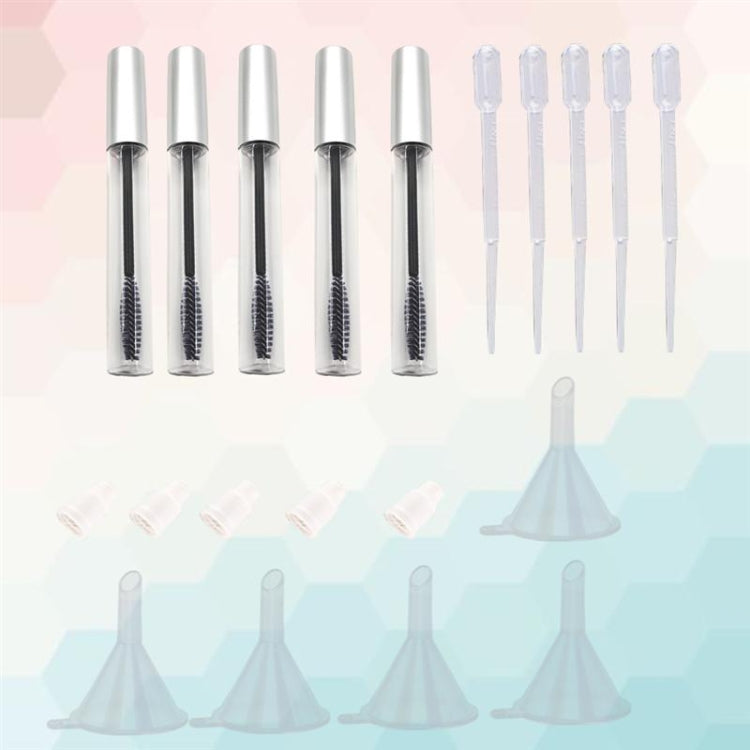5-teiliges Set: 12 ml leere Mascara-Tuben mit Wimpernbürstchen + 5 Trichter und Pipetten für selbstgemachte Rizinusöl-Behälter