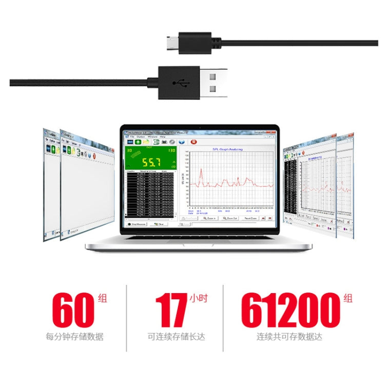جهاز قياس ديسيبل الضوضاء عالي الدقة محمول SNDWAY، SW523، SW524 (تخزين + اتصال USB)