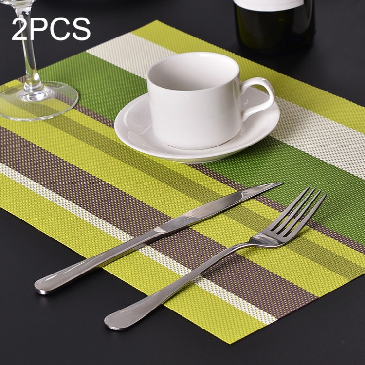 2 PCS Kitchen Dinning Table Placemat Napkins Heat Resistant PVC Stripe Mat Placemats Manteles Doilies Coaster Cup Pad