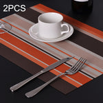 2 PCS Kitchen Dinning Table Placemat Napkins Heat Resistant PVC Stripe Mat Placemats Manteles Doilies Coaster Cup Pad
