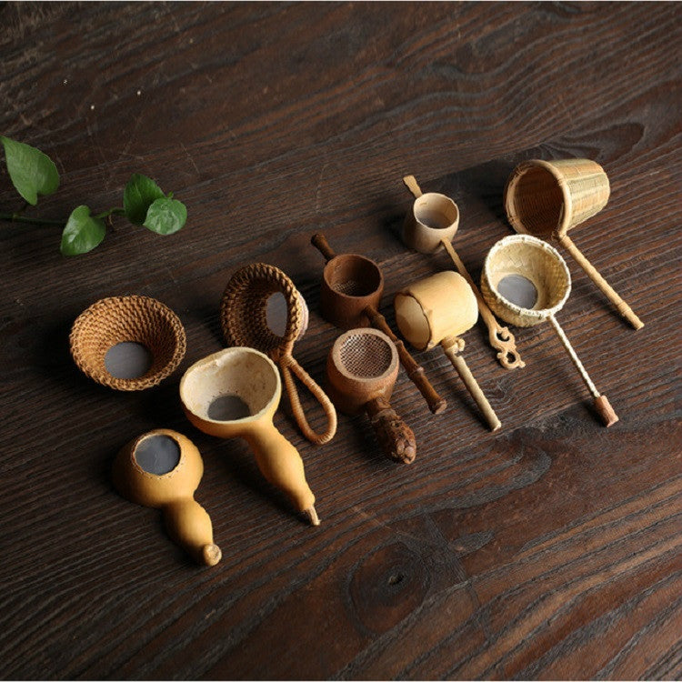 Bamboo Woven Creative Filter Reusable Filter Tea Colander Gadget, Calabash Double Section Tea Leak, Calabash Single Section Tea Leak, Bamboo Root Tea Leak, Bamboo Pole Gauze Plum Tea Leak, Bamboo Pole Hole Tea Leak, Rattan Tea Drain with Handle        ...