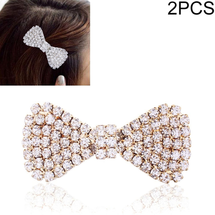 2 PCS  Fashion Women Crystal Rhinestone Hairpins Bow Knot Barrettes