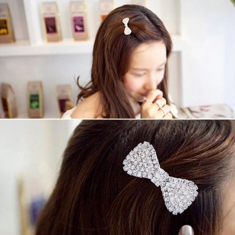 2 PCS  Fashion Women Crystal Rhinestone Hairpins Bow Knot Barrettes