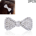 2 PCS  Fashion Women Crystal Rhinestone Hairpins Bow Knot Barrettes