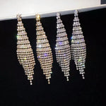 Super Flash Diamond Two-color Tassel Earrings for Women, Gold clip earings, Gold stud earings, Silver clip earings, Silver stud earings