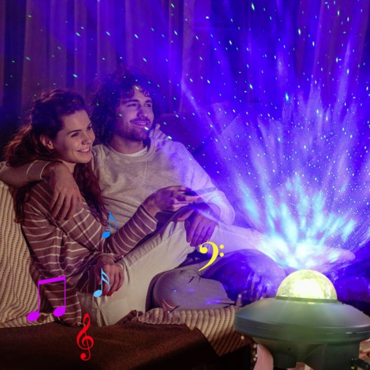 LED Water Wave Laser Starry Sky Projector Light USB Remote Control Bluetooth Voice Control Laser Light Rotating Magic Ball Light
