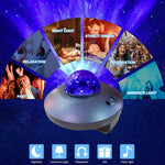LED Water Wave Laser Starry Sky Projector Light USB Remote Control Bluetooth Voice Control Laser Light Rotating Magic Ball Light