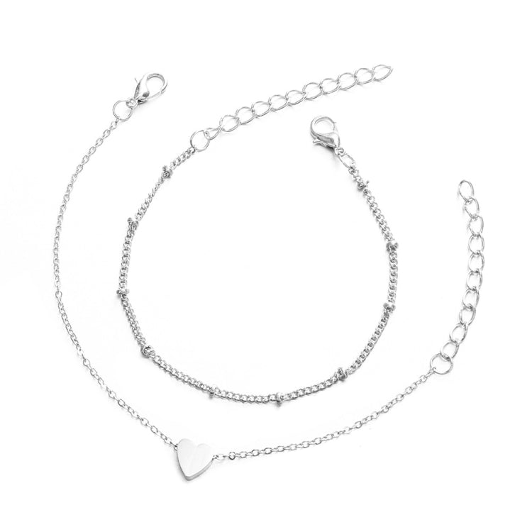 2 Sets Women Minimalist Small Love sharp Link Chain Bracelets, gold, silver