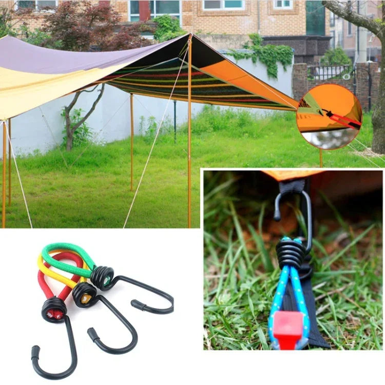 3 PCS Outdoor Camping Tent Elastic Rope Buckle High Elasticity Fixed Straps Camping Accessories, Random Color Delivery, Elastic Rope Buckle