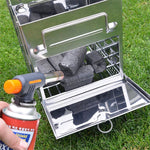 Portable Stainless Steel Folding Barbecue Stove Charcoal Barbecue Grill Outdoor Camping Wood Stove, 21x21x27cm