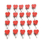 50 PCS Mini Red Heart Love Wooden Photo Paper Peg Pin Clothespin Craft Postcard Clips, Postcard Clips