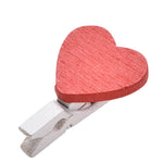 50 PCS Mini Red Heart Love Wooden Photo Paper Peg Pin Clothespin Craft Postcard Clips, Postcard Clips
