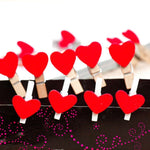50 PCS Mini Red Heart Love Wooden Photo Paper Peg Pin Clothespin Craft Postcard Clips, Postcard Clips