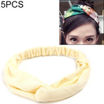 5 PCS Retro Floral Printed Ladies Classic Cross Hair Bands