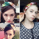 5 PCS Retro Floral Printed Ladies Classic Cross Hair Bands