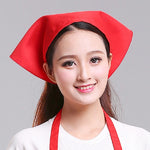 Waiter Men and Women Kitchen Work Turban Hat Triangle Scarf Chef Hat, Adjustable