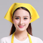 Waiter Men and Women Kitchen Work Turban Hat Triangle Scarf Chef Hat, Adjustable
