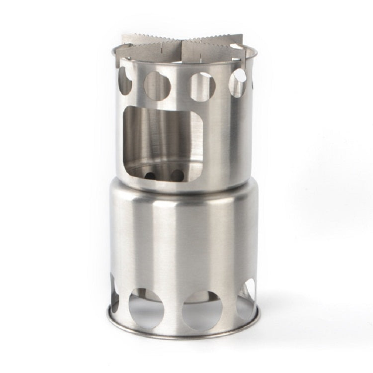 Outdoor Stainless Steel Windproof Stove Portable Camping Roast Stove Set, Wood Stove, Stove Set, Stove Set+Wood Stove