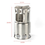 Outdoor Stainless Steel Windproof Stove Portable Camping Roast Stove Set, Wood Stove, Stove Set, Stove Set+Wood Stove