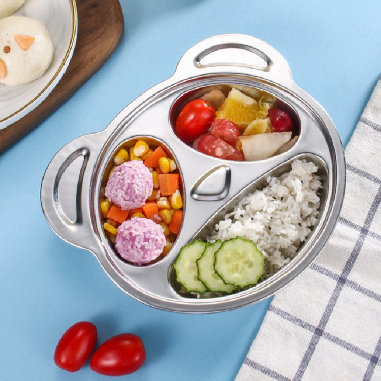 Children Household Stainless Steel Grid Cartoon Dinner Plate, Dinner Plate