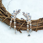 Women Tassel Wing Style Drop Earrings Fashion Cubic Jewelry, Golden color, Silver color
