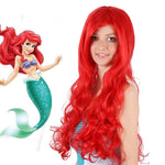 Anime The Little Mermaid Princess Ariel Cosplay Wig Halloween Wig Party Stage Synthetic Red Curly Hair