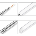 3 PCS Nail Art Brush Crystal Acrylic Thin Liner Drawing Pen Painting Stripes Flower Manicure Tools
