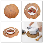 2 PCS Wood Placement Table Mats Tableware Pad Lotus Shape Tea Cup Bowl Decoration, Table Mats 1