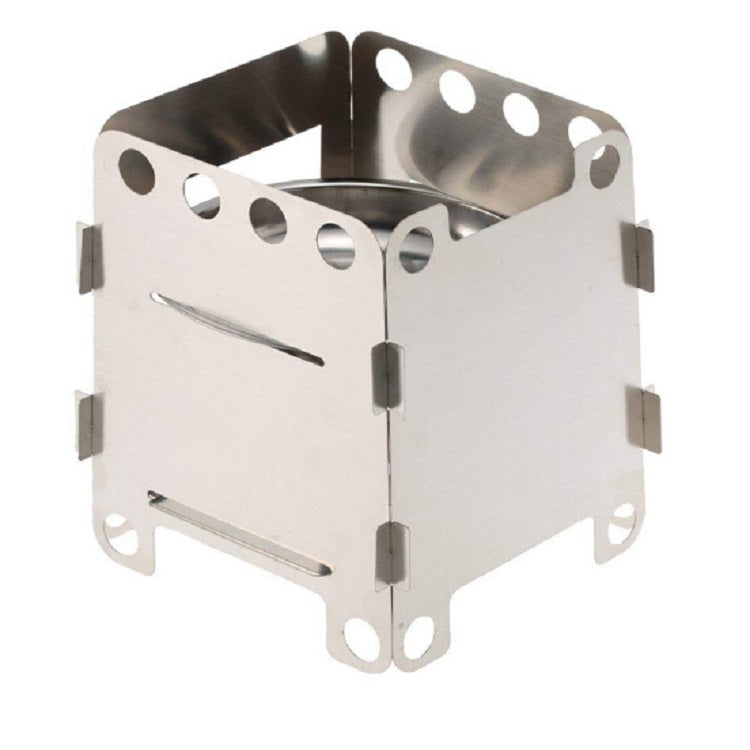 Camping Wood Stove Ultralight Folding Pocket Stove Outdoor Backpacking Cooking Wood Burning Stove Aluminum-Titanium, 7.8 x10.7x8.7cm