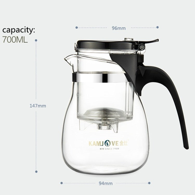 KAMJOVE Elegantes Teeservice aus hitzebeständigem Glas, TP-757 700 ml, TP-757 mit 2 Einzeltassen, TP-757 mit 4 Einzeltassen