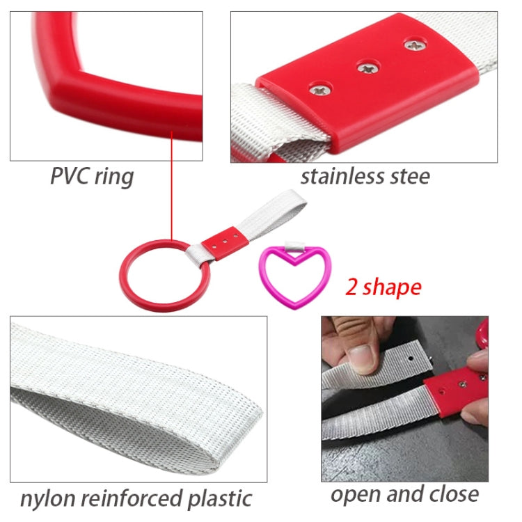 JDM Car Static Belt Decorative Warning Hanging Ring Rear Bumper Warning Ring Car Safety Hand Ring, Heart-Shaped Orange, Heart-Shaped Purple, Heart-Shaped White, Heart-Shaped Black, Heart-Shaped Blue, Heart-Shaped Red, Heart-Shaped Pink, Ring-Shape Red ...