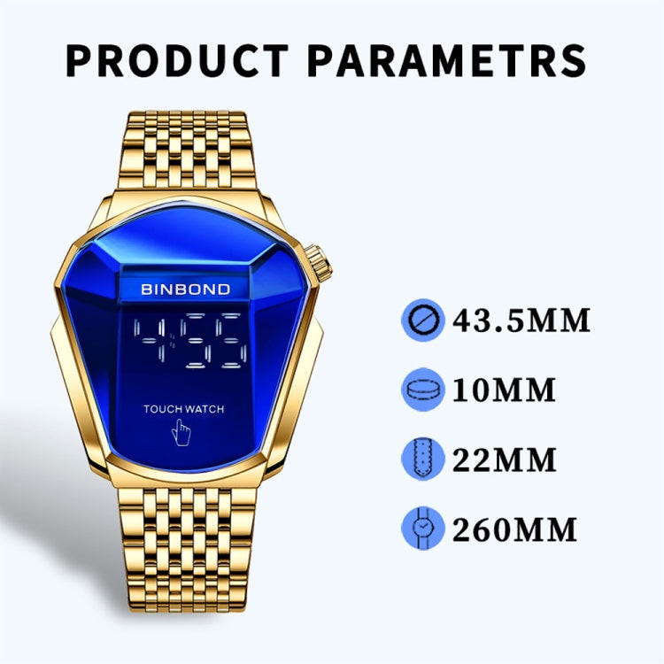 BINBOND Locomotive Concept Touch Screen Steel Belt Watch Men Live Black Technology Watch, Touch Screen Black Steel Blue, Touch Screen White Steel Blue, Touch Screen Full Gold Blue, Touch Screen Blue Steel Blue