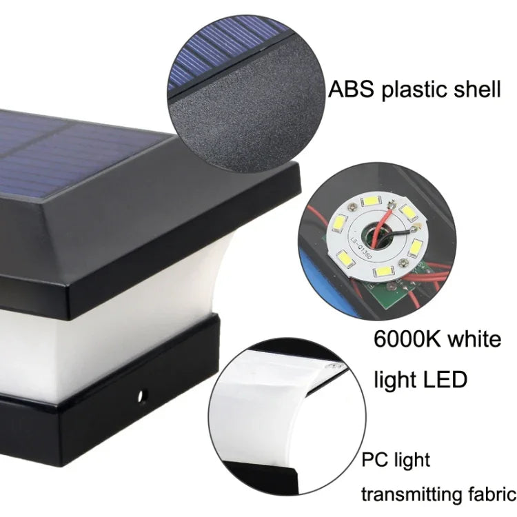 Solar LED Waterproof Outdoor Column Light Courtyard Lighting Lamp, Warm Light, White Light