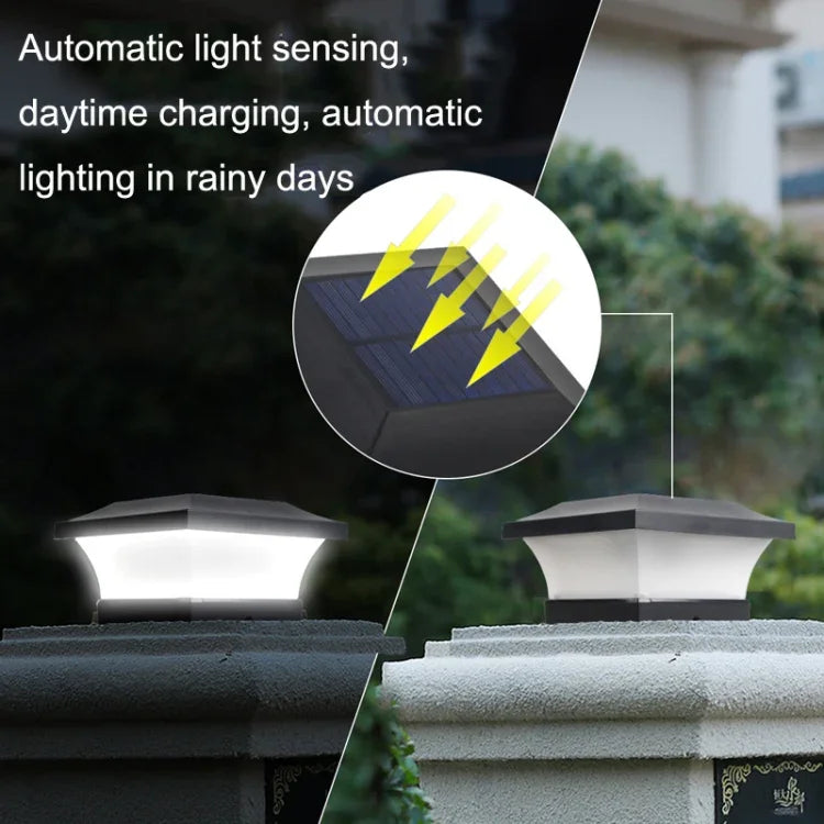 Solar LED Waterproof Outdoor Column Light Courtyard Lighting Lamp, Warm Light, White Light
