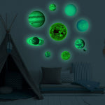 E wall Planet Solar System Fluorescent Wall Stickers Room Bedroom Luminous Wall Stickers