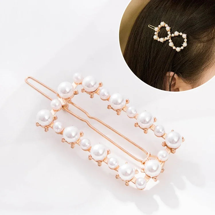 Geometric Irregular Pearl Hairpins Girls Delicate Hair Grip