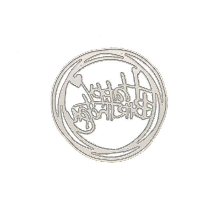 Round Happy Birthday Knife Die DIY Clip Book Album Greeting Card Making Stencil, Round Happy Birthday Shape