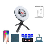 USB Rechargeable Fan Lamp Live Broadcast Multi-function Tent Camping Lamp, Fan Light, Fan Light + Bracket