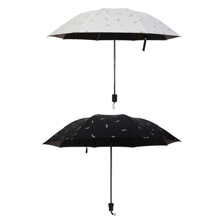 Feather Pattern Umbrella Dual-Use Three Folding Manual Control Portable Sunscreen Rain Umbrellas Windproof Parasol