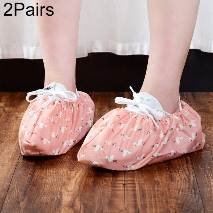 2 Pair Thicken Reusable Elastic Shoe Cover Home Indoor Antiskid Overshoes Flamingo Dust Waterproof Shoe Cover