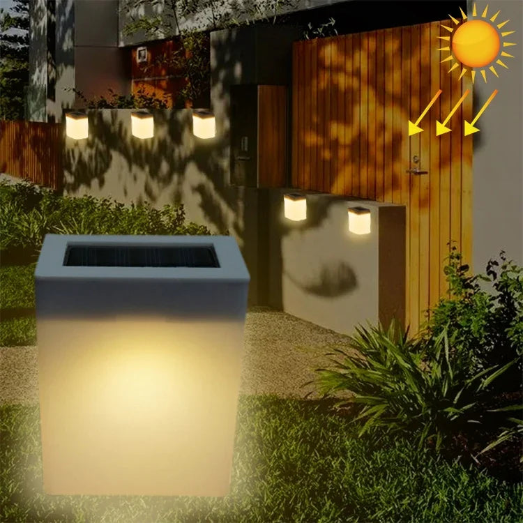 Solar Energy Saving Lamp Outdoor Garden Fence Wall Light, White Light, Warm Light