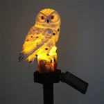 Solar Powered Owl Shape LED Night Light Garden Lawn Lamp, White, Brown