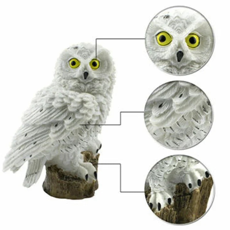 Solar Powered Owl Shape LED Night Light Garden Lawn Lamp, White, Brown