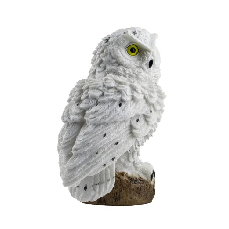 Solar Powered Owl Shape LED Night Light Garden Lawn Lamp, White, Brown