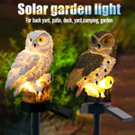 Solar Powered Owl Shape LED Night Light Garden Lawn Lamp, White, Brown