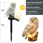 Solar Powered Owl Shape LED Night Light Garden Lawn Lamp, White, Brown