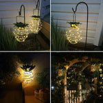 30 LEDs Outdoor Iron Pineapple String Solar Lantern Telescopic Chandelier Modern Porch Light, 30 LEDs