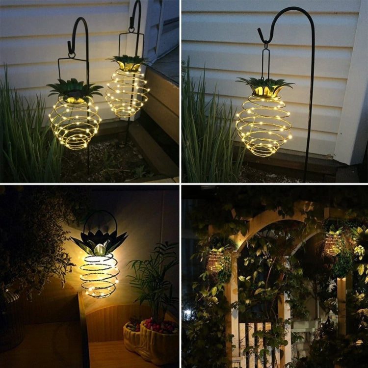 30 LEDs Outdoor Iron Pineapple String Solar Lantern Telescopic Chandelier Modern Porch Light, 30 LEDs